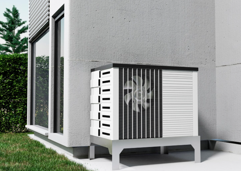 Well-maintained exterior HVAC unit showing mechanical system quality that influences long-term home value.